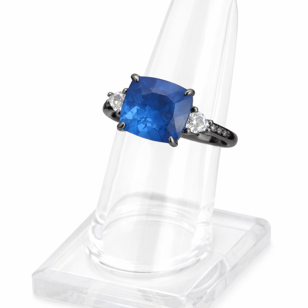 Bomb Party Blue Quartz Hematite Ring, size 9 - Picture 6 of 6